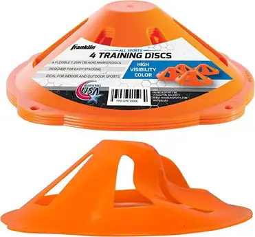 Franklin Sports Plastic Soccer Cones - Mini Sports Cones for Drills +  Practice - Flexible Orange Goal Cones for Training + Games - 9 Inches